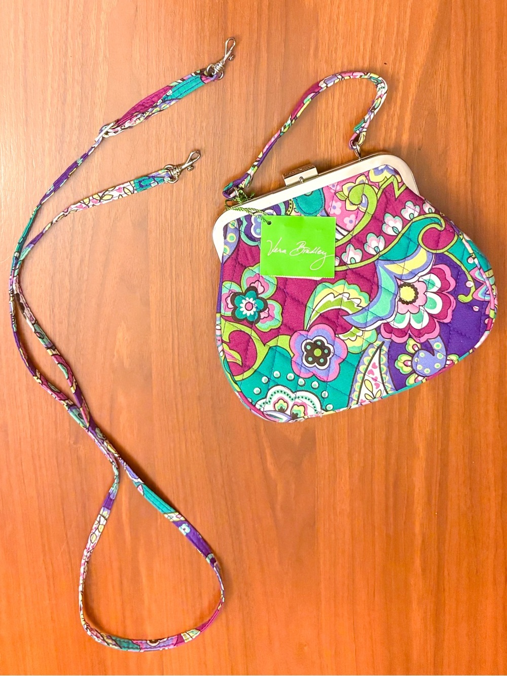 Vera Bradley Purple & Teal Paisley Wristlet Crossbody